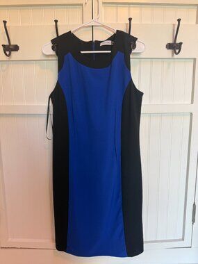 Calvin Klein Sleeveless Black & Blue Dress 12